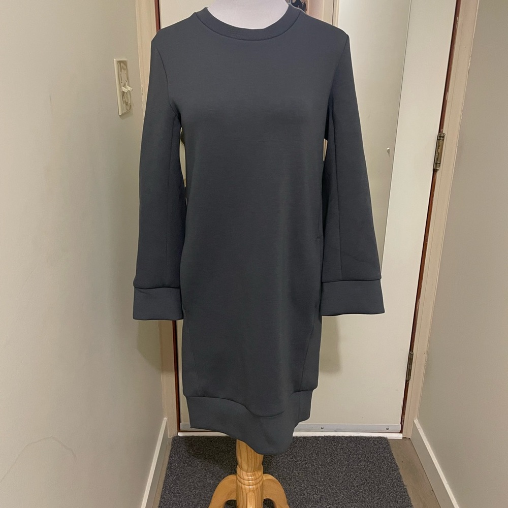 Women's Charcoal Gray Long-Sleeve Sweatshirt Dress